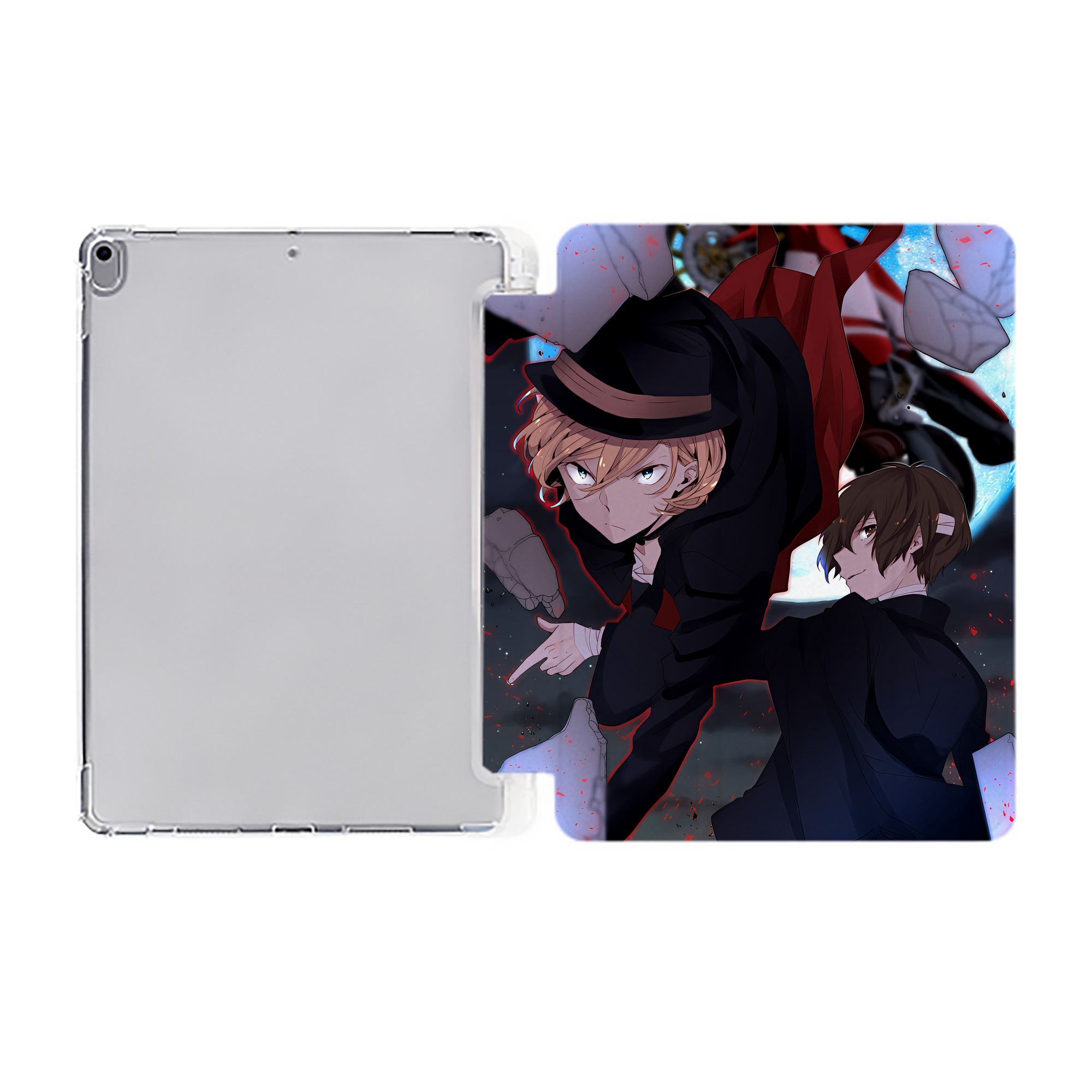 （画像用） 文豪ストレイドッグス Bungo Stray Dogs IPad ケース ペン収納付き 三つ折りスタンド PUレザー×シリコン 対応機種9.5/10.5/10.9インチ